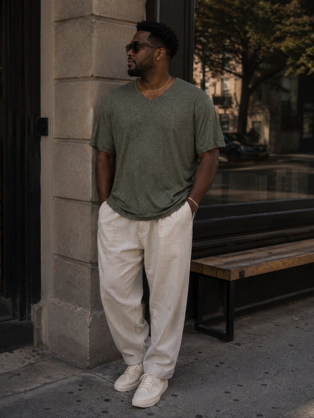 Old Navy Men’s Large Heather Olive Green Soft-Washed V-Neck T-Shirt NWT